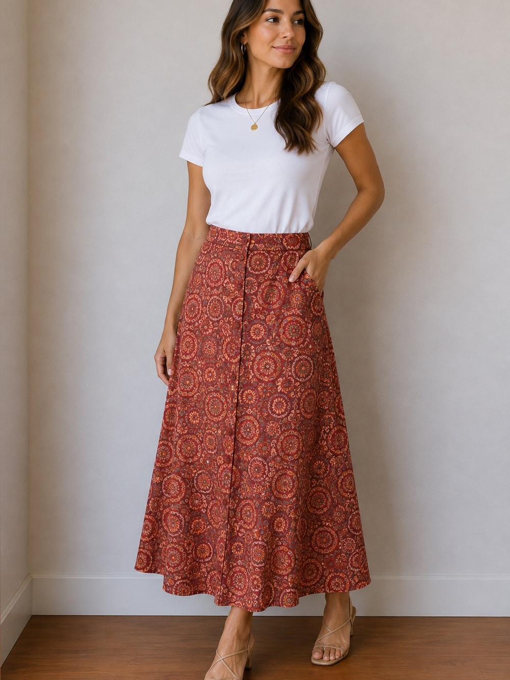 VINTAGE LL Bean Skirt Boho Cottagecore Floral Fairy Made in USA large